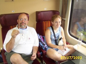 Heidi and Randall on the train.