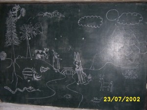 Artwork from my conversational English class.  The subject was "things in the forest".