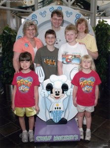 Gruenbaum and Grandma at the Chef Mickey Breakfast buffet