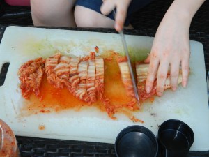 Cutting the kimchi